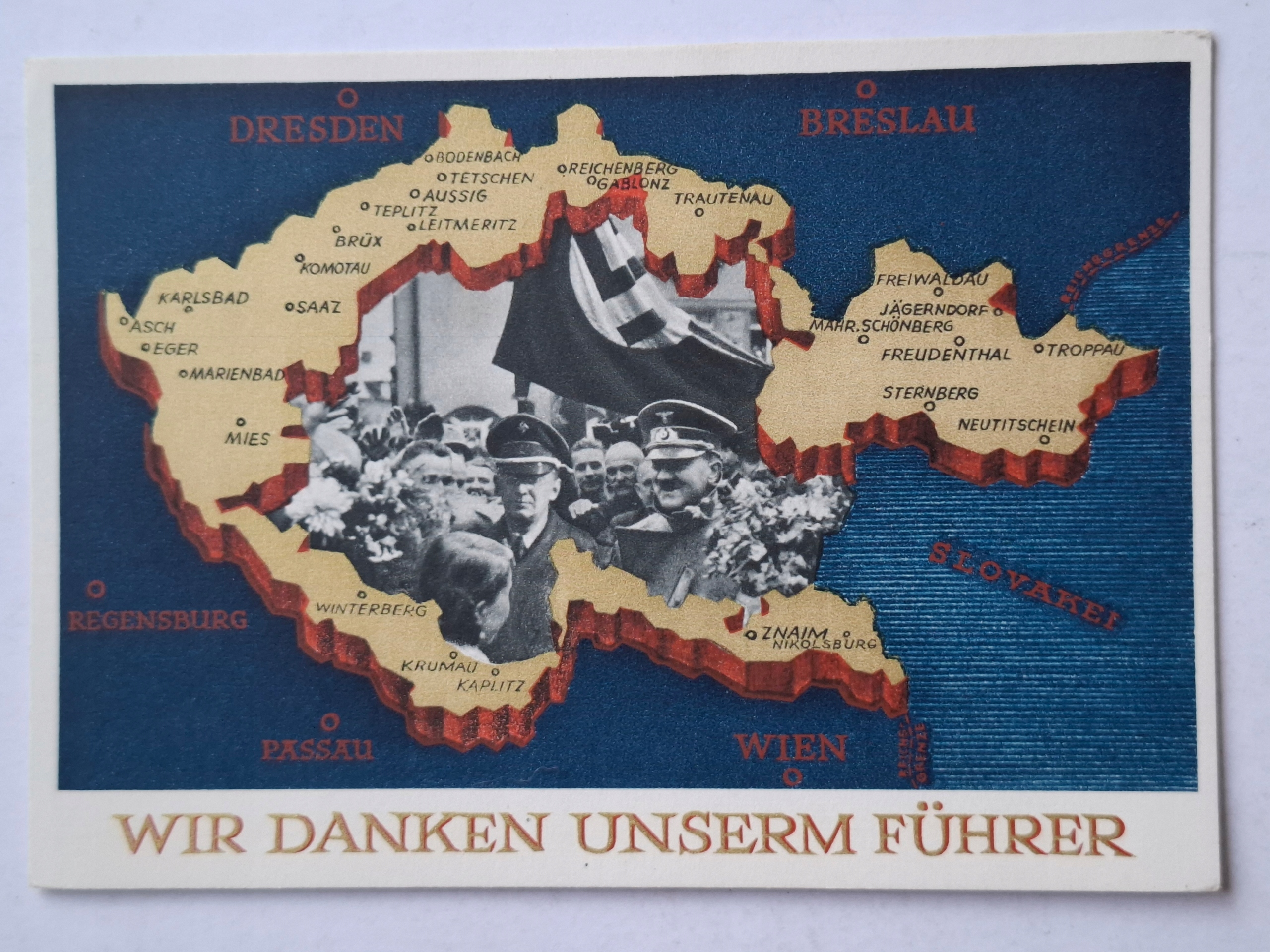 Pocztówka Niemcy Propaganda Rzesza zajęcie Czechosłowacji