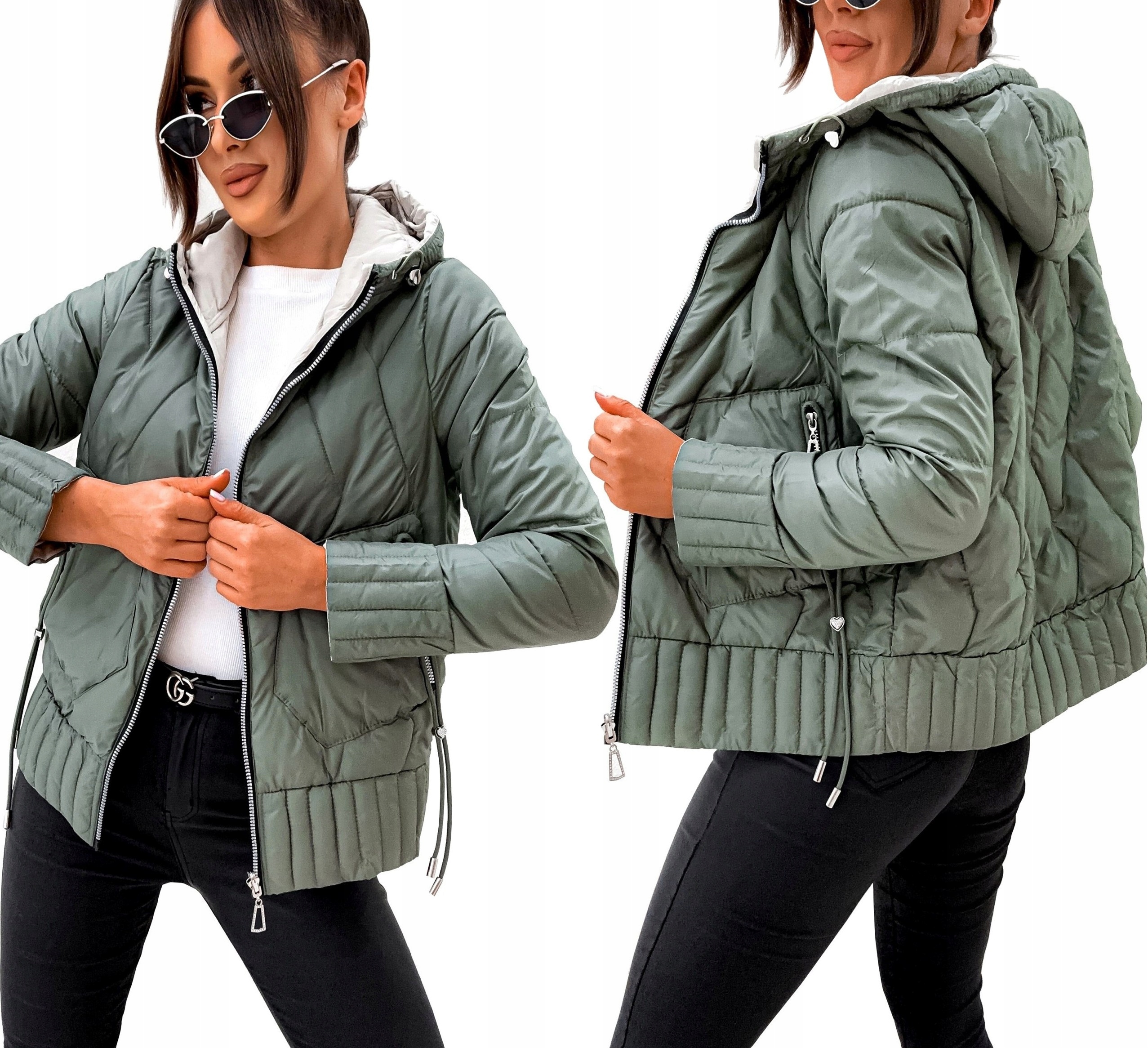 Wiosenna Kurtka Dwustronna Pikowana Damska