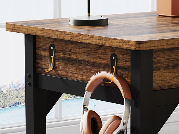 Biurko dla dwóch osób 200 cm, długie biurko komputerowe z 2 szufladami Materiał płyta MDF