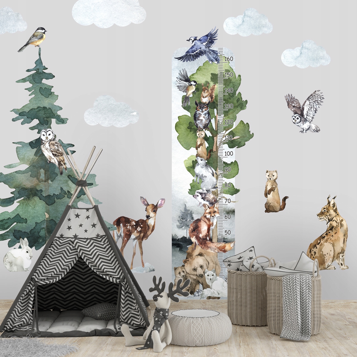 MIARKA WZROSTU naklejka ścienna Las Drzewa MIŚ Bohater Inny