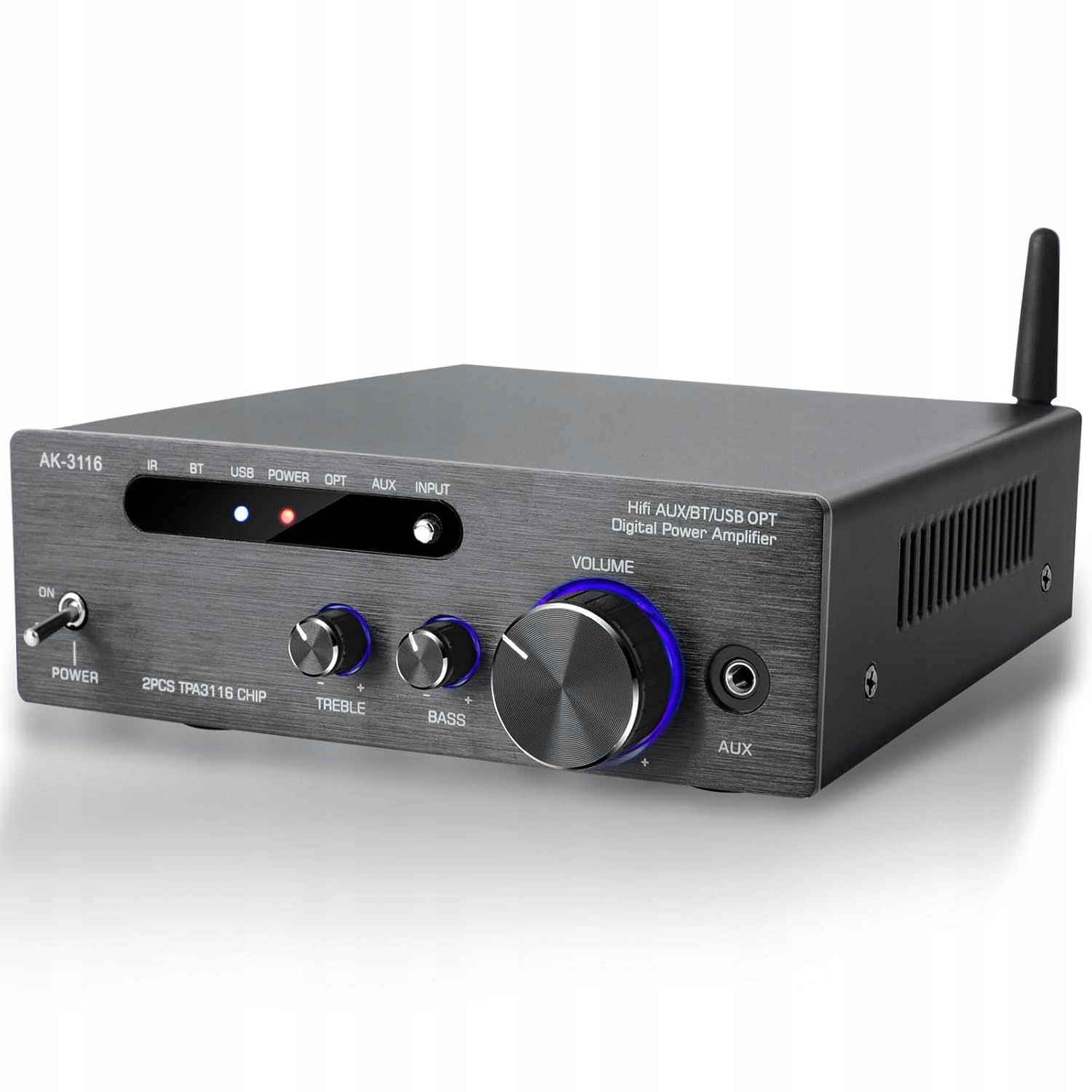 HiFi Bluetooth zesilovač 5.3 2x100 W stereo TPA3116 Aux optický AK-3116