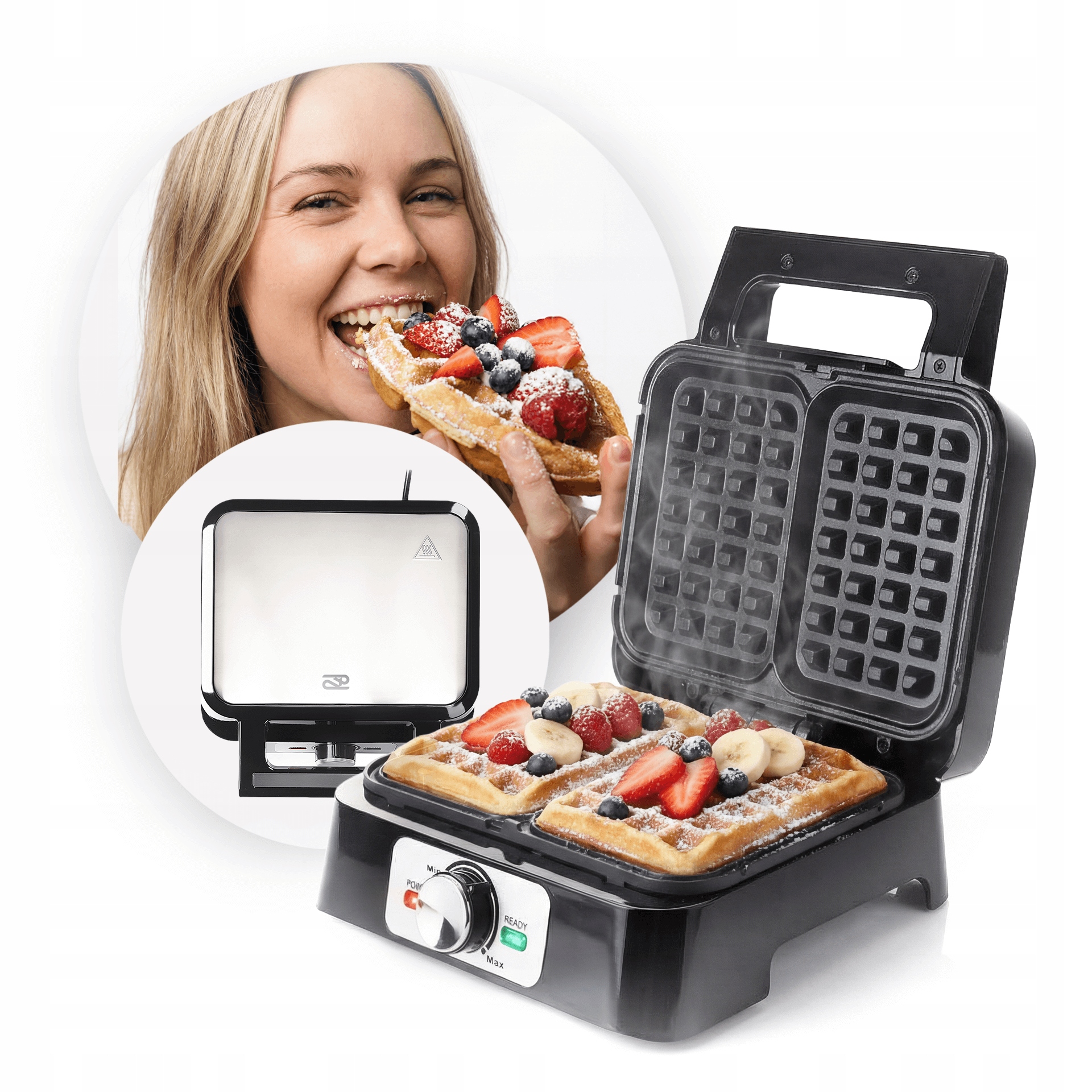 Vaflovač S Regulací Teploty 2000 W, 2 Velké Křupavé Vafle XXL WAP1600