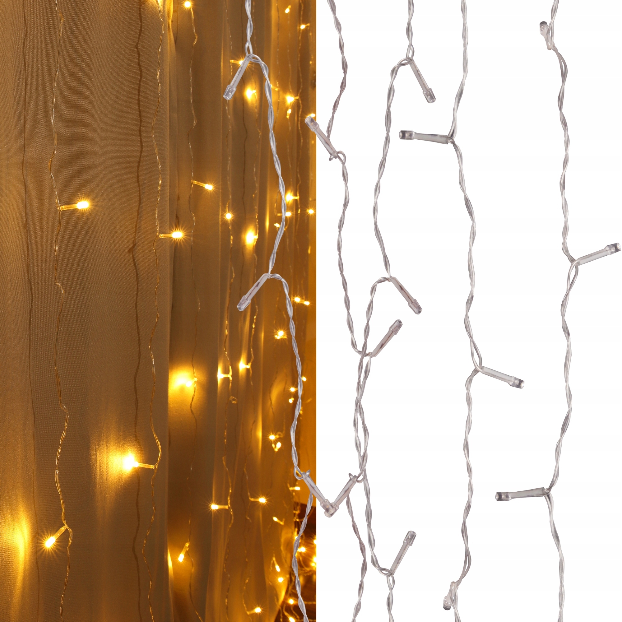 KURTYNA ŚWIETLNA LED ZASŁONA LAMPKI ŚWIĘTA 2700K CIEPŁA DEKORACJA OKIENNA