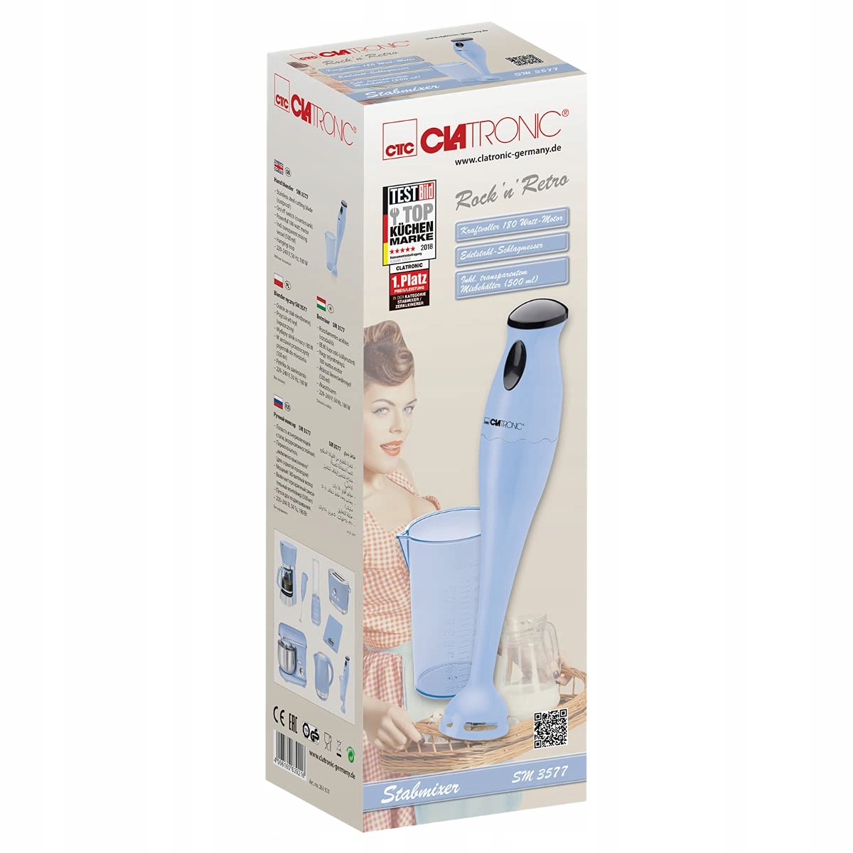 CLATRONIC Blender Ręczny SM 3577 Do Smoothie Zup Puree 180W Niebieski — miniatura 6