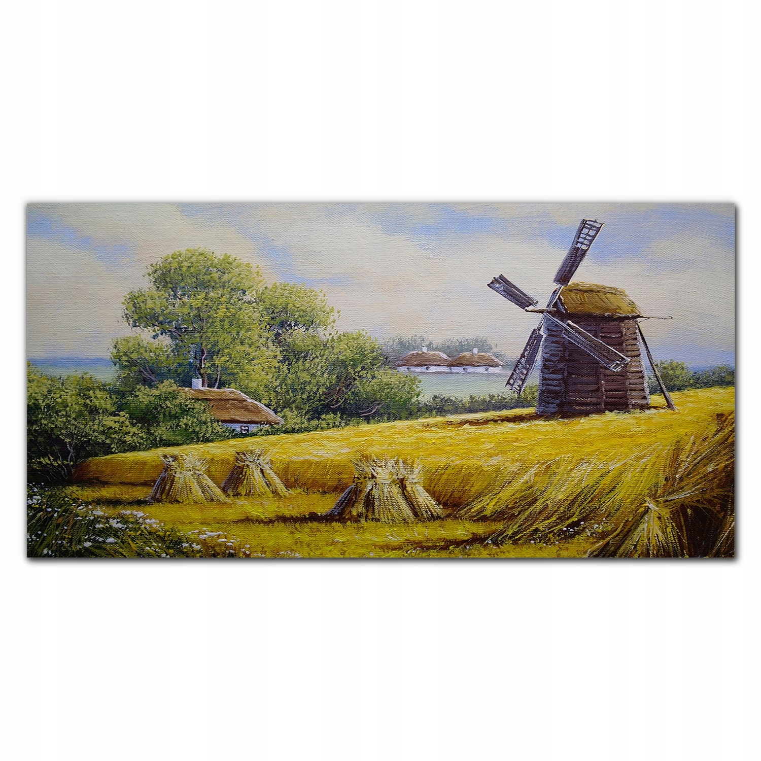 Obraz na plátne Maľba dedina mlyn chaty 140x70