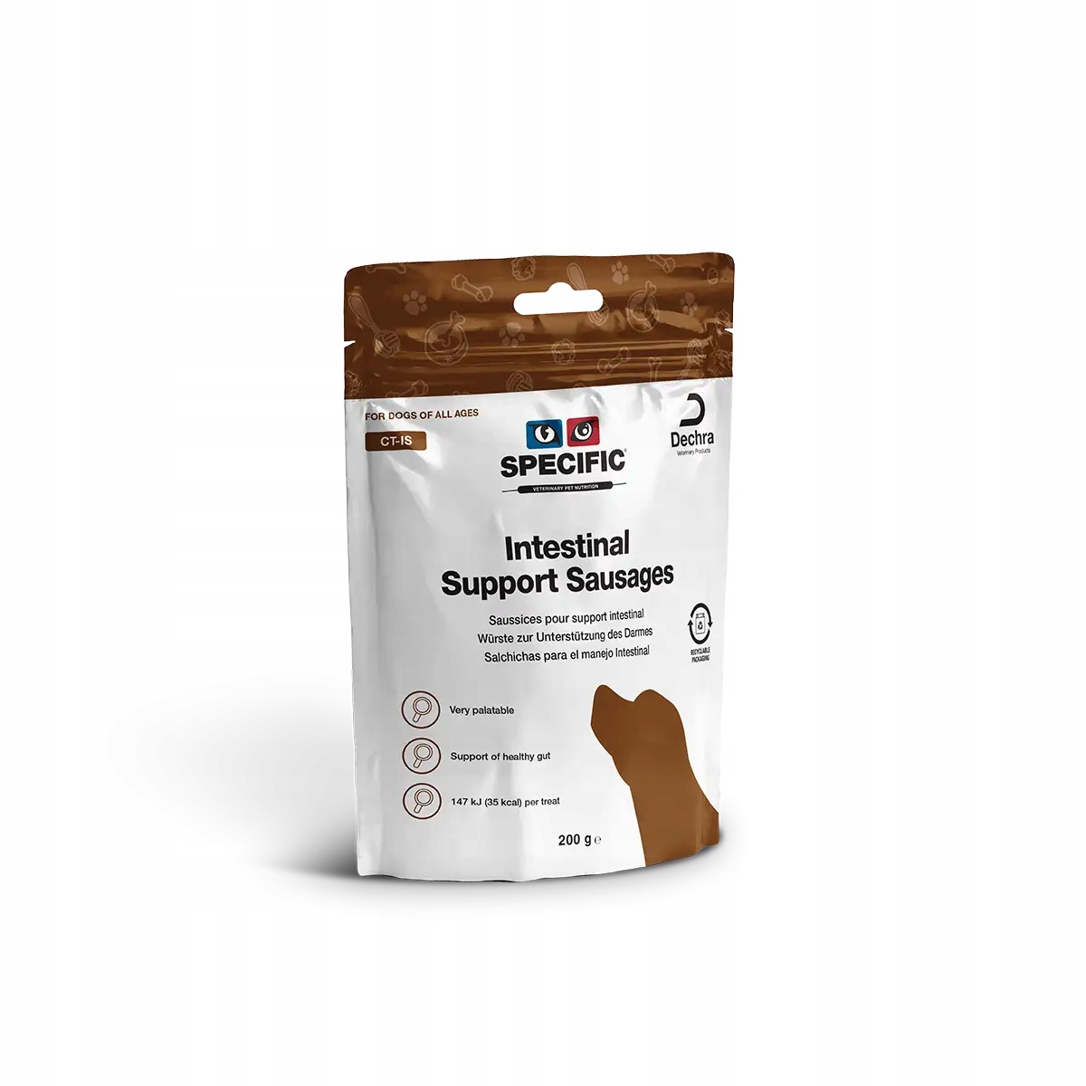 Levně Klobásky psí pamlsek Intestinal Support Sausages Specific Ct-is 200 g