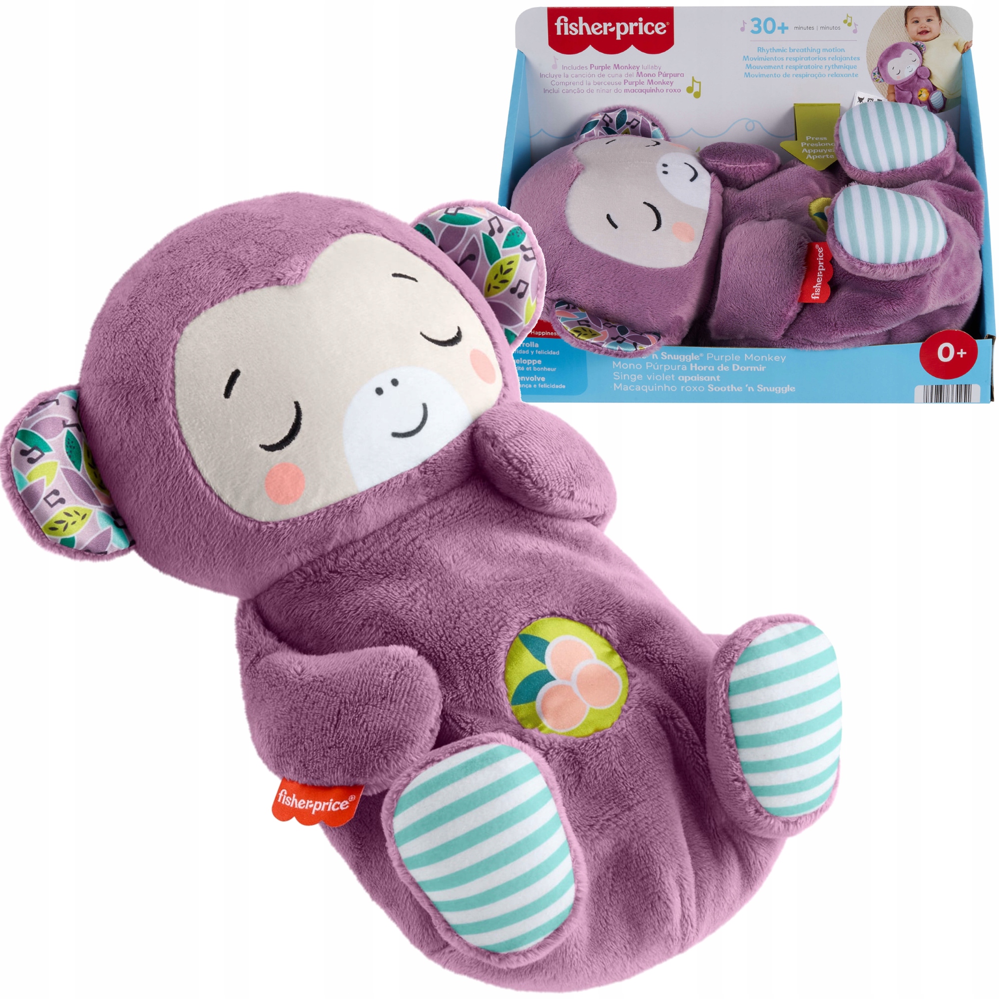 FISHER PRICE INTERAKTYWNA MAŁPKA USYPIANKA PRZYTULANKA SZUMIĄCY USPOKAJACZ