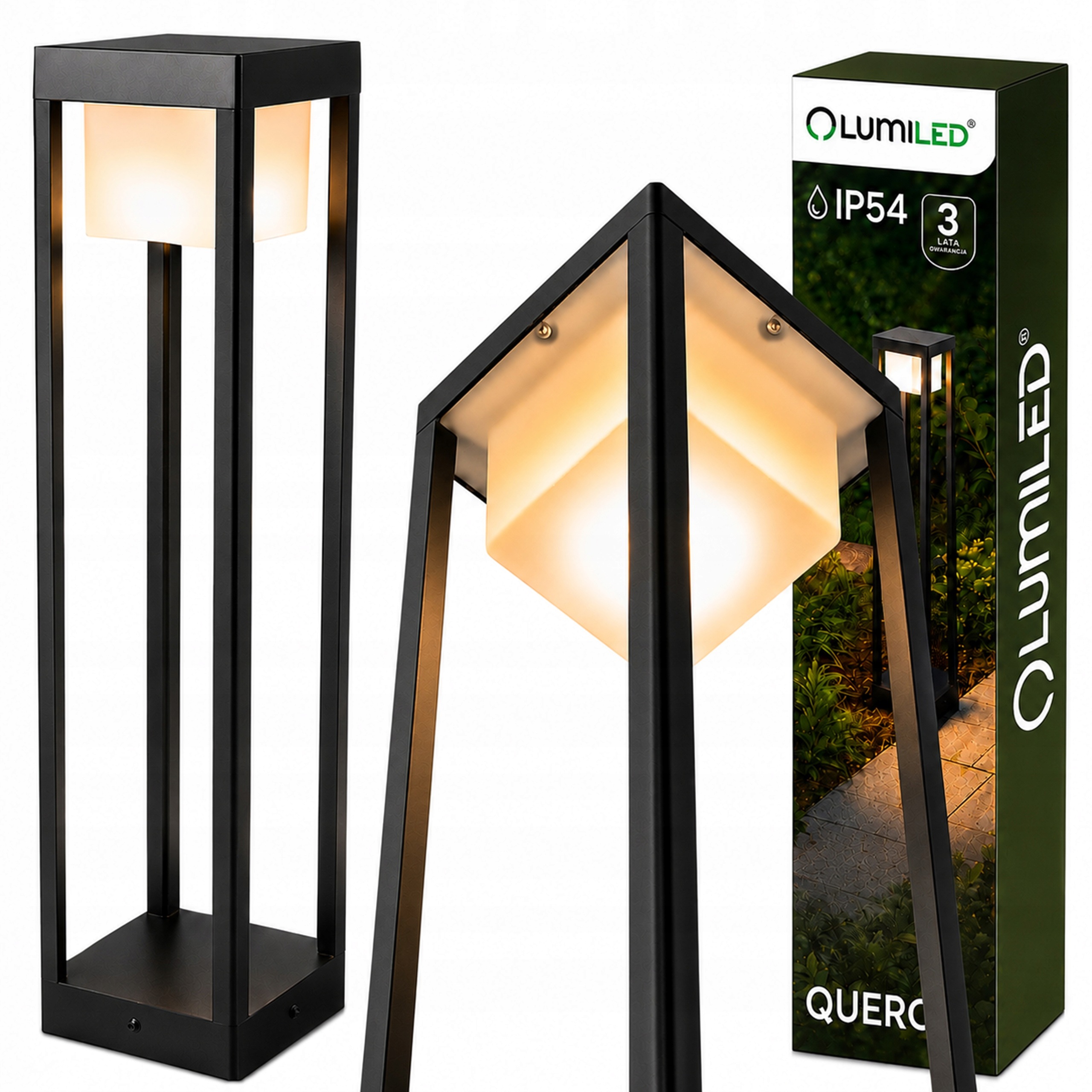 Venkovní stojací zahradní lampa Led 60 cm IP54 12W 3000K černá