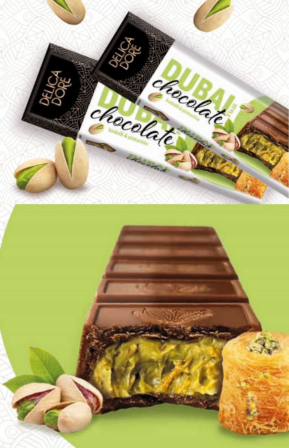 Baron Delicadore Dubai Style Chocolate nadzienie pistacjowe & kadayif