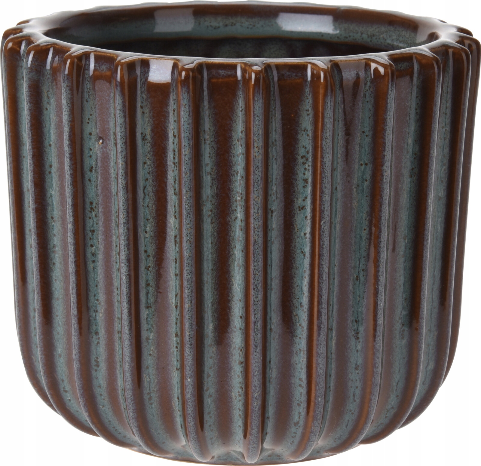 Donica osłonka ceramiczna prążki niebieska