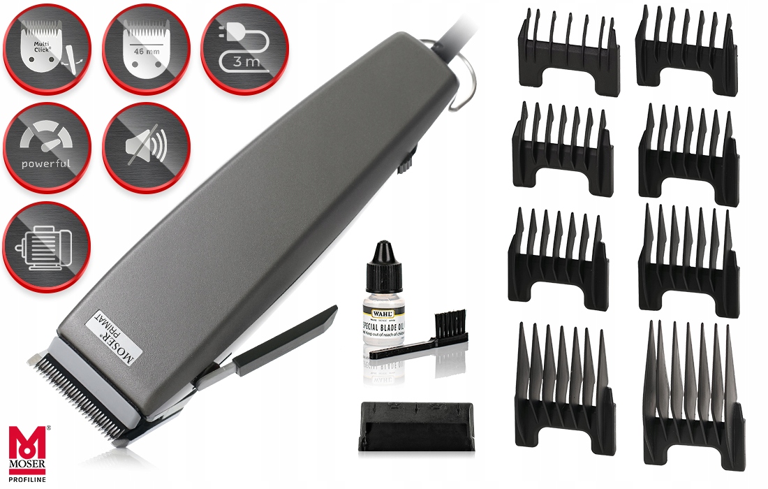 MASZYNKA DO WŁOSÓW MOSER PRIMAT TYTAN PRO 1230 STARBLADE 48mm + 8 NASADEK Marka Moser