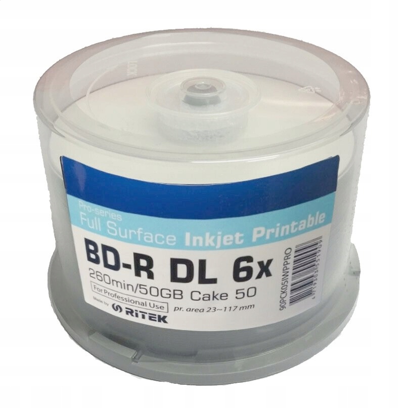 Ritek Bd-r Blu-ray 50GB 6X DL Printable CAKE*50 90PCK05IWPPRO