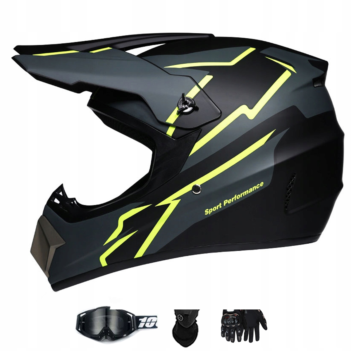 Motocyklová Přilba Lehká Enduro Quada Brýle Rukavice Maska XL