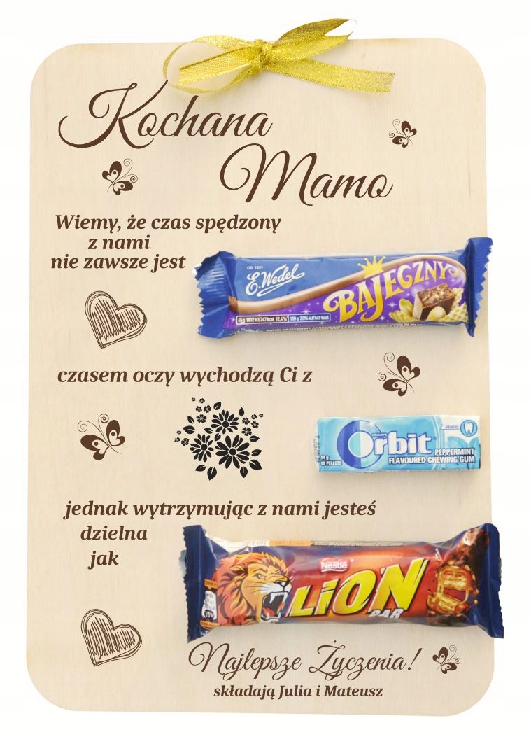 

Prezent na Dzień Mamy Matki Tabliczka Słodycze