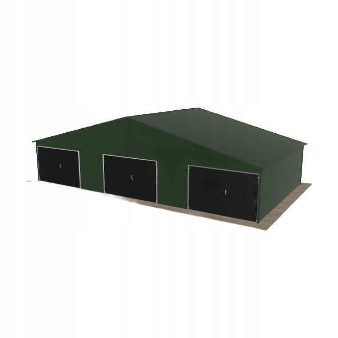 Plechová garáž 12x6.5 m, třípolohová, dvoupolohová, zelená