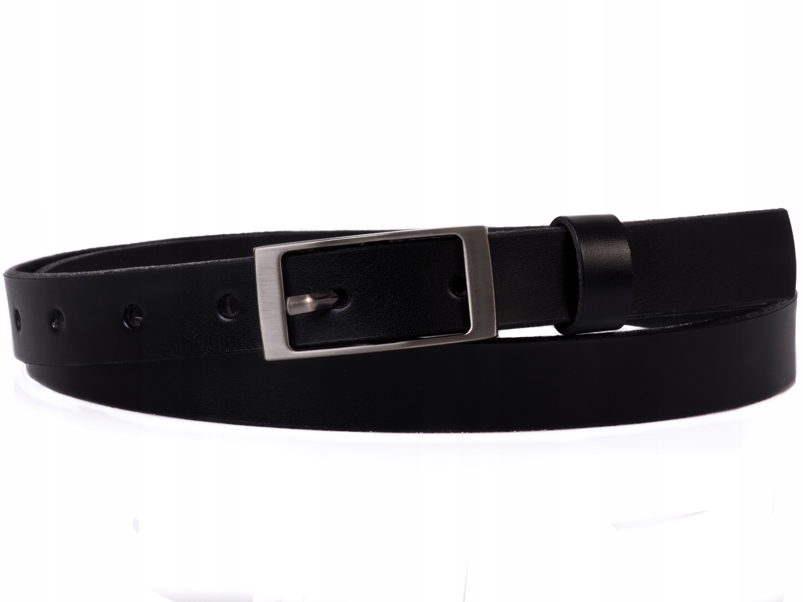 

Damski Skórzany pasek 2cm Czarny |100obw