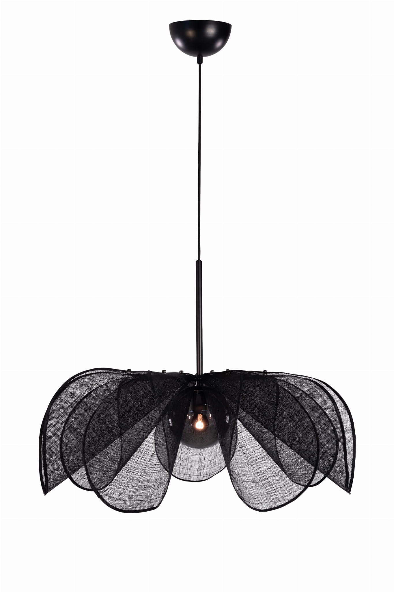 Závěsná lampa s banánovým vláknem Styrka, průměr 75 cm, černá Markslojd