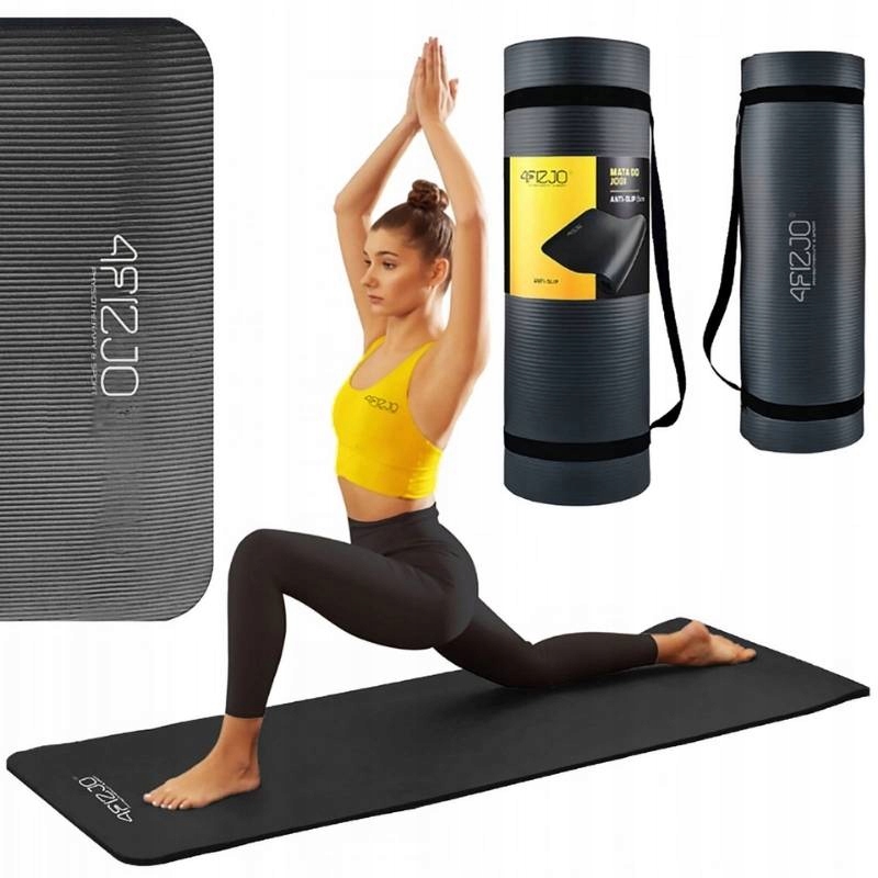 Mata Do Ćwiczeń Nbr do jogi trening ćwiczenia 180x60x1cm 4FIZJO czarny