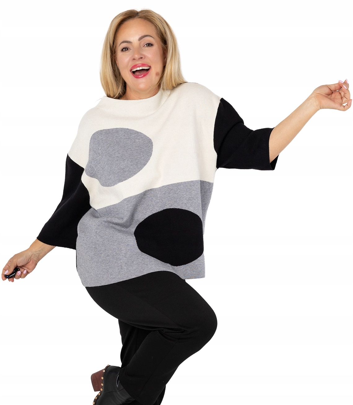 Dámský oversize svetr Dot Art pologolf s puntíky Agrafka unisize