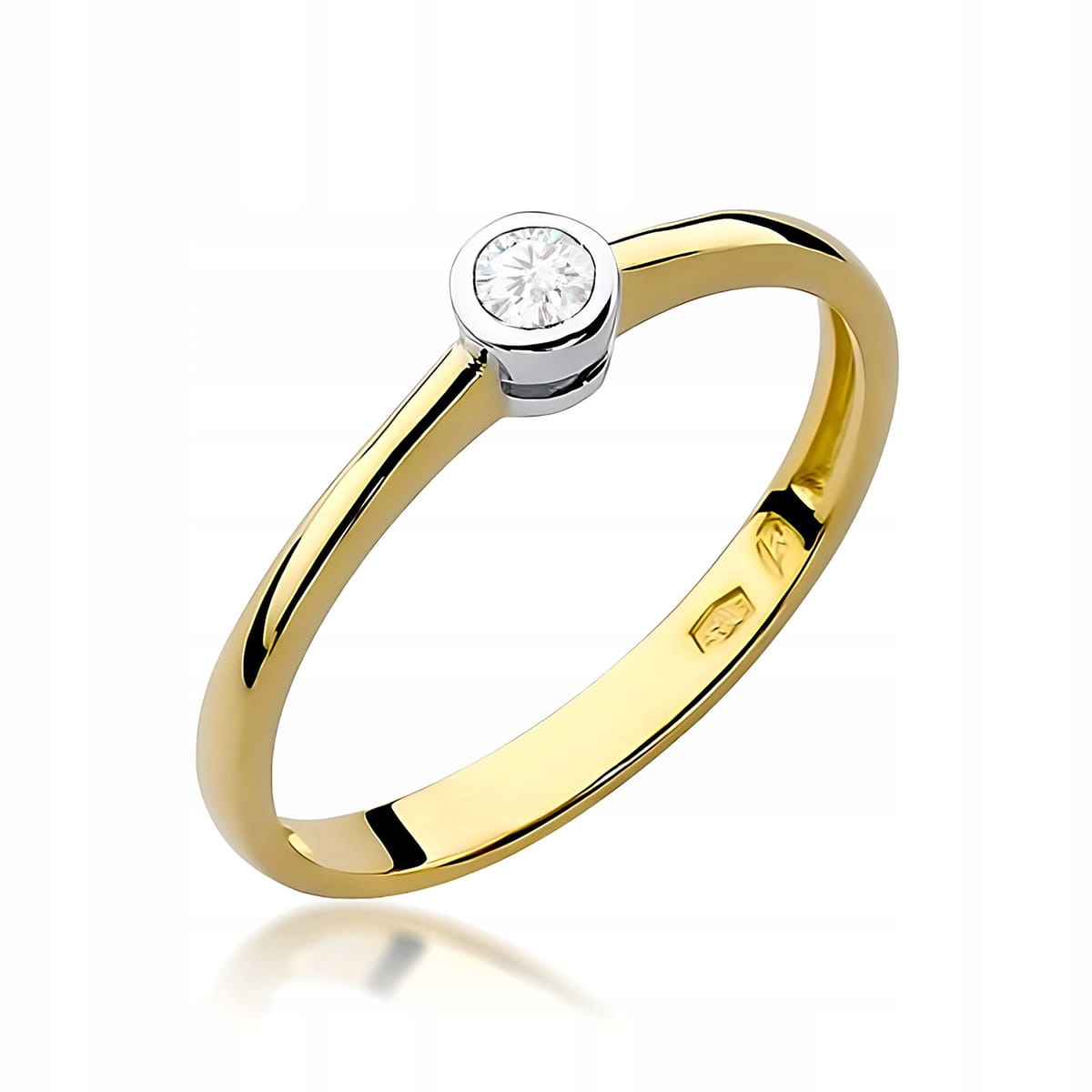 Zlatý prstýnek 585 s 0.10 ct kulatý zásnubním diamantem jako dárek