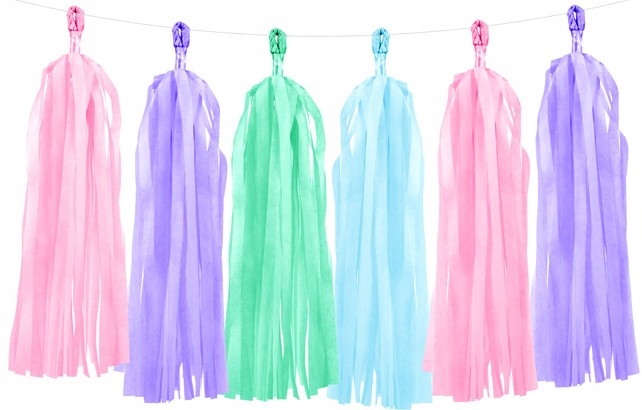 GIRLANDA frędzle PASTELOWE papierowe KOLOROWE