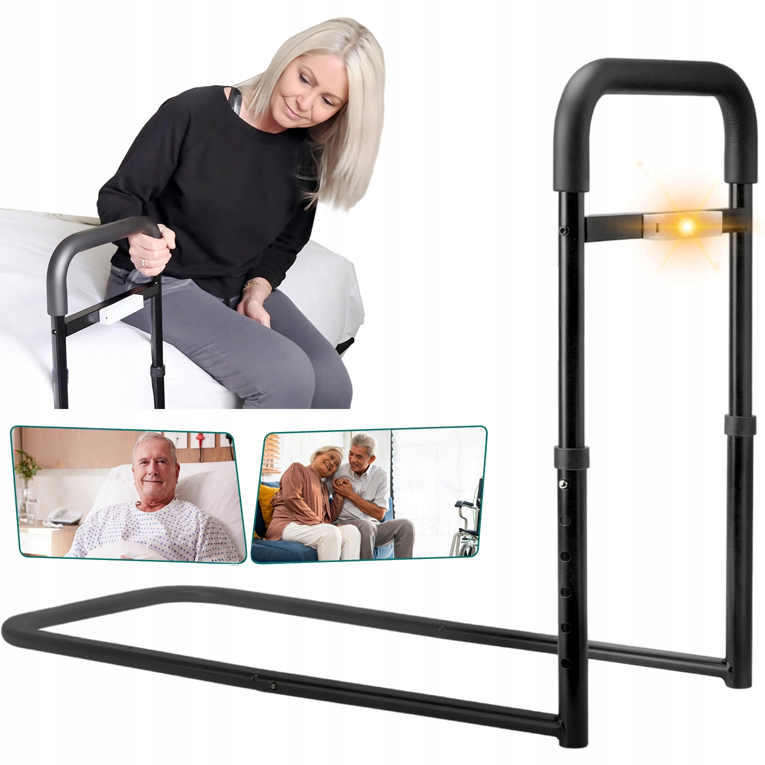 Uchwyt Do Wstawania Barierka Zabezpieczająca Regulowana Dla Seniorów Z Led