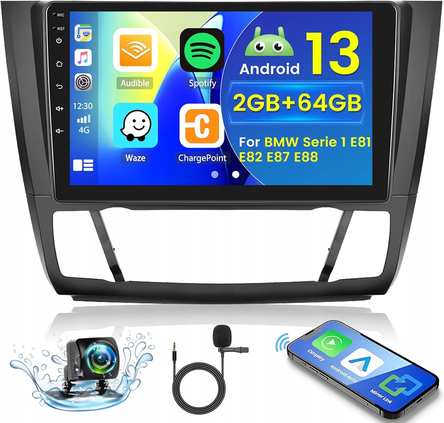 Rádio 2 Din Android Bmw 1 E81 E82 E87 E88 bezdrôtové CarPlay WiFi Rds Ds
