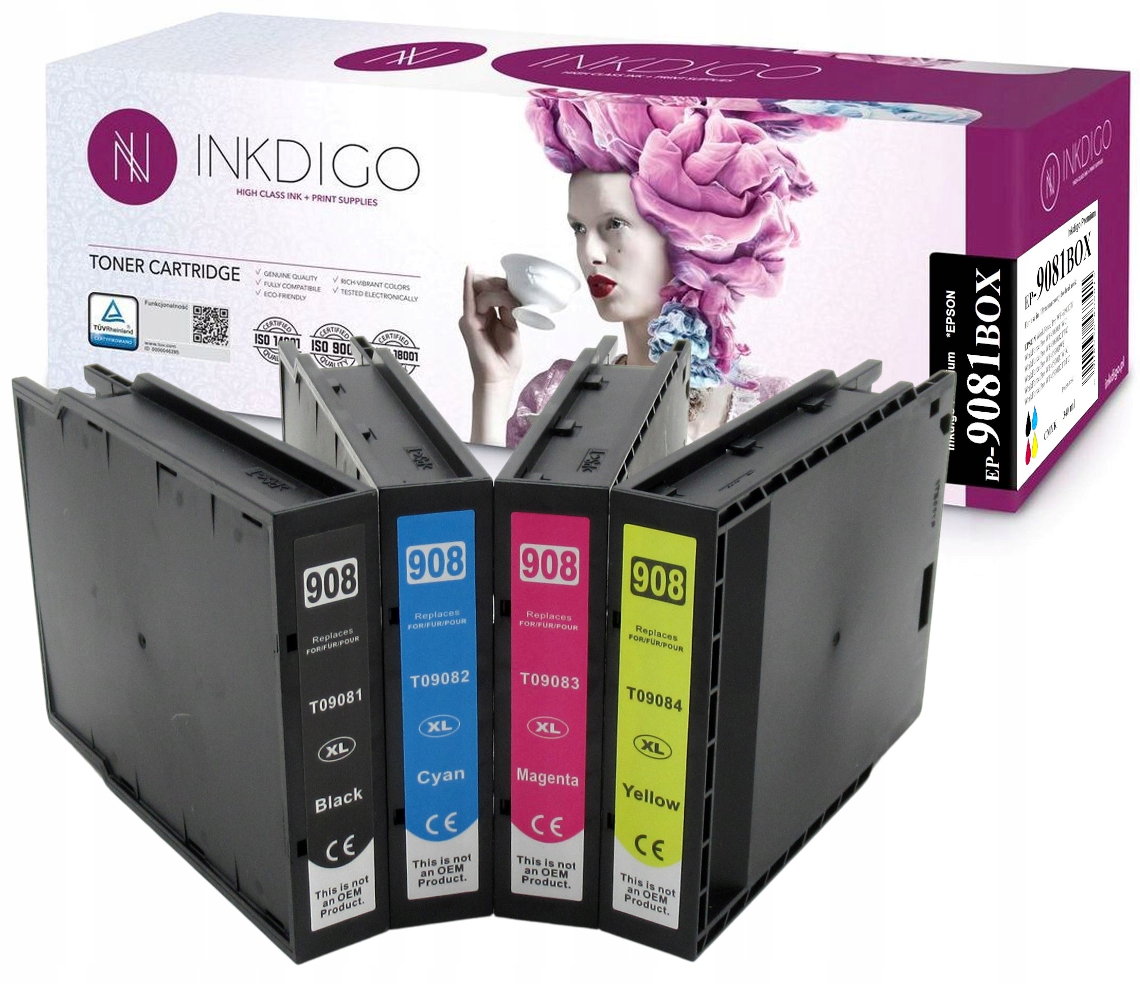 4x náhrada T9081 T9084 pro Epson Wf 6090 6590