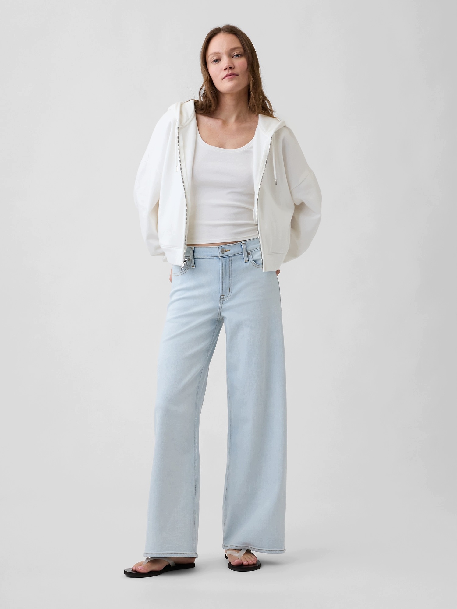 Gap Džíny Mid Rise Wide-Leg
