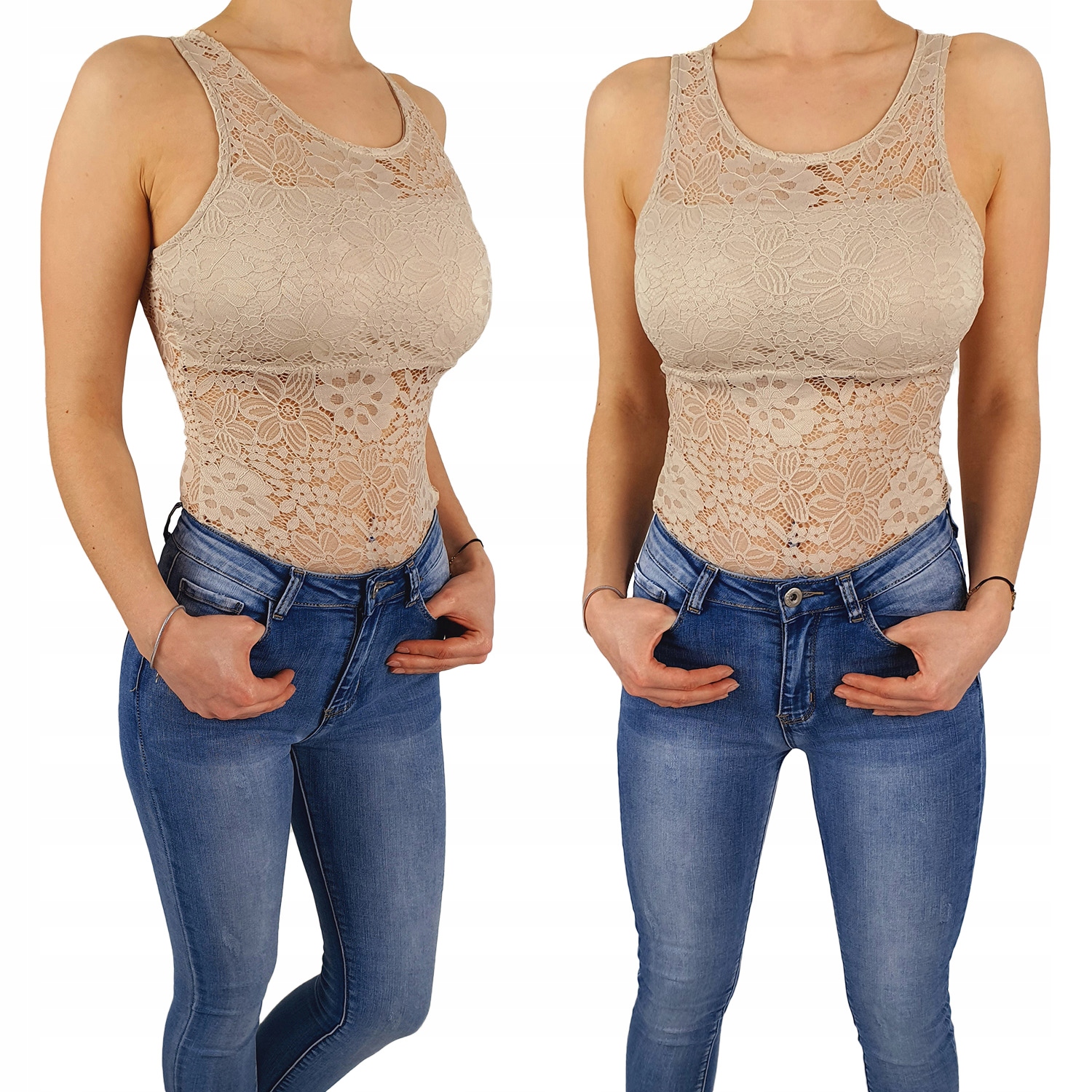 

#damskie Body Koronkowe Dopasowane - Ramiączko