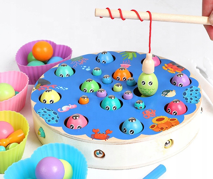 DREWNIANE RYBKI ŁOWIENIE ROBACZEK SORTER MONTESSOR Marka Woody