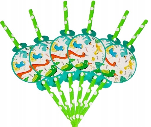 Słomki 6szt papierowe Dinozaury DINO