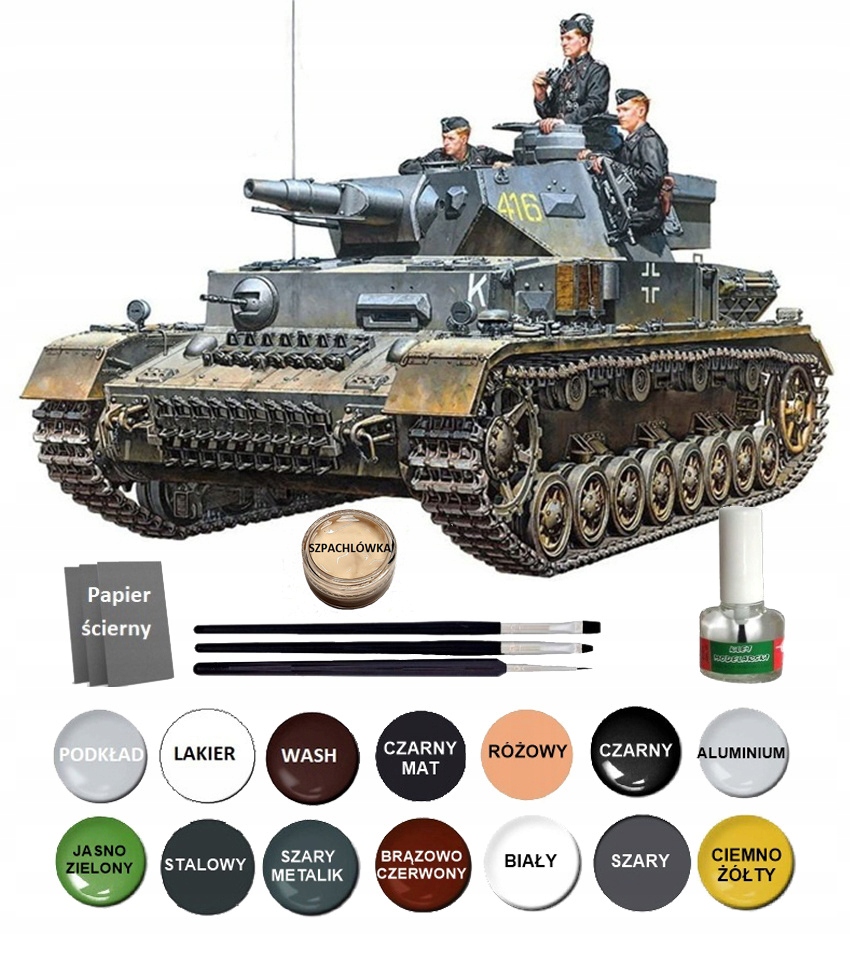Niemiecki czołg Panzer kampfwagen IV Ausf.D model+ farby, klej, pędzle