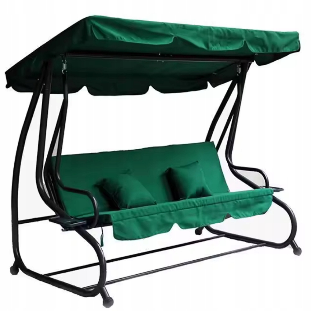 Rodzinna Huśtawka Ogrodowa 3-OSOBOWA Z Daszkiem Bujana Materac 2 Poduszki