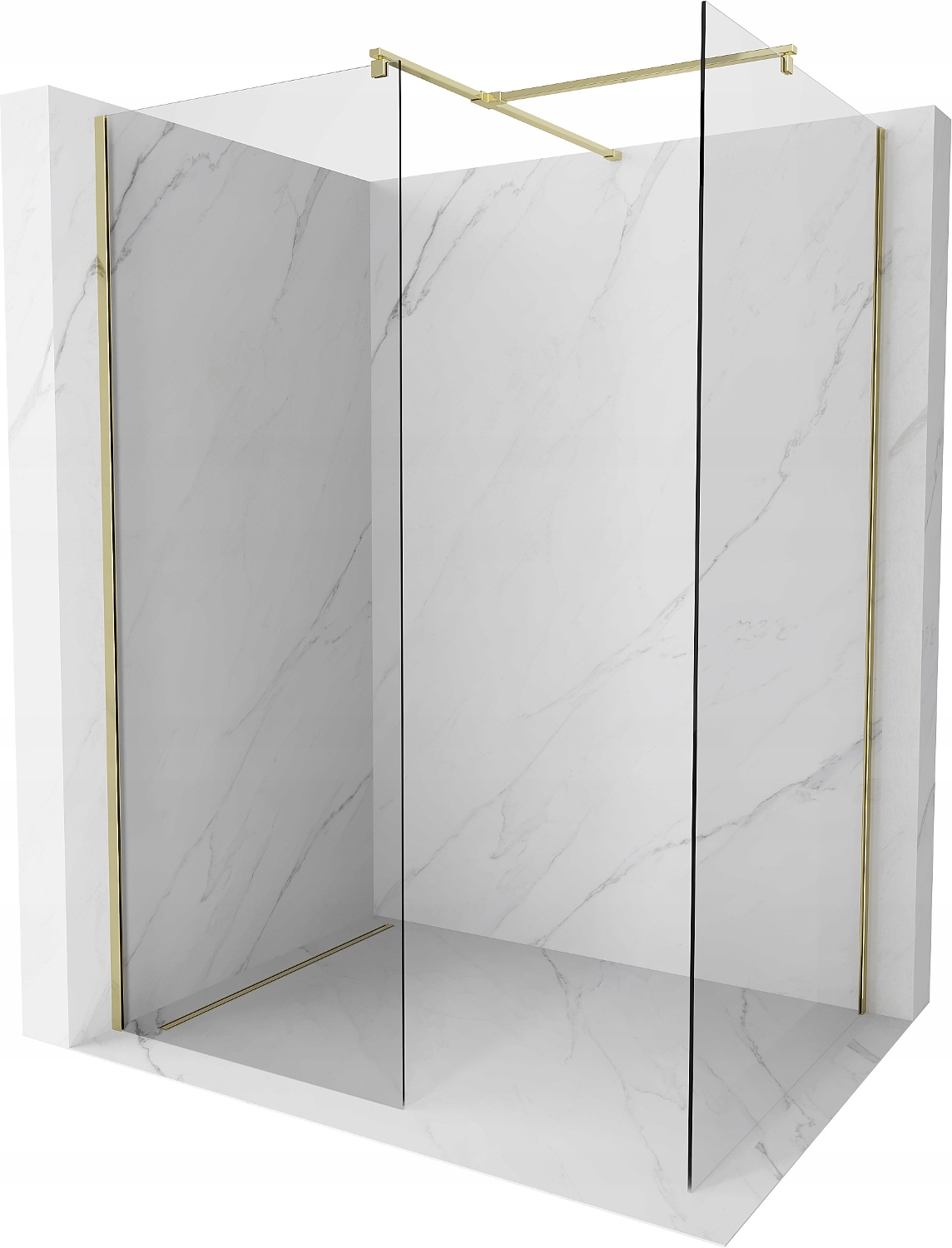 Mexen Kioto Ścianka Prysznicowa Walk-in 130X70 Transparent Złota