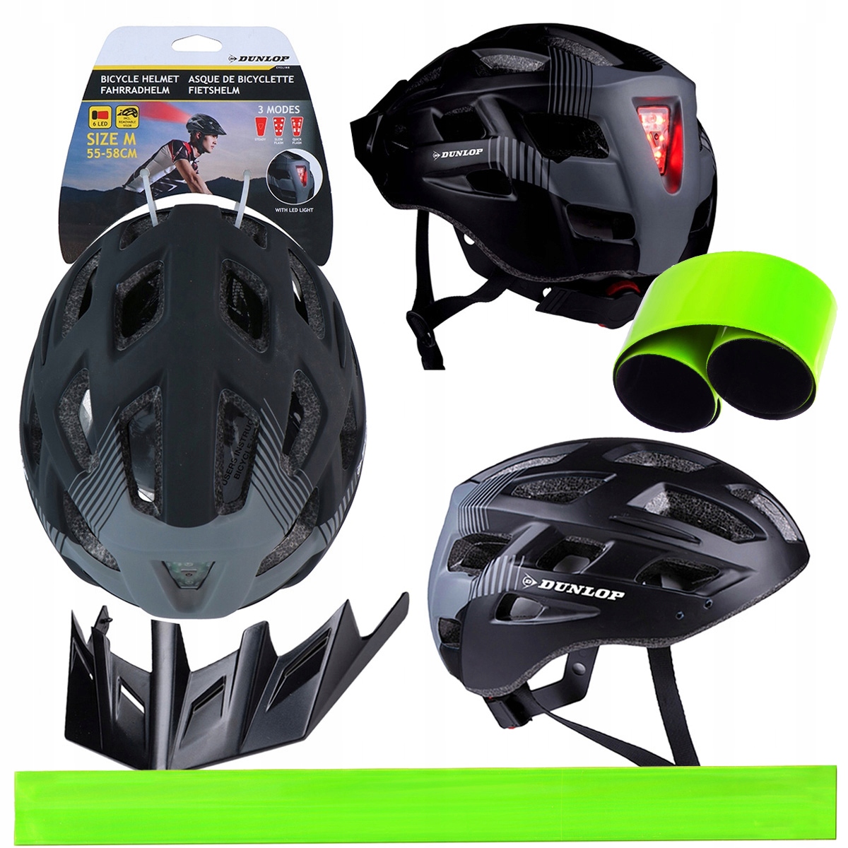 Dunlop Cyklistická přilba velikost M s nastavitelným Led podsvícením vzadu Odrazka