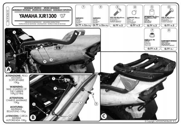 Kappa Rošt Centrálneho Kufra Yamaha Xjr 1300 (07-14) Bez Dosky