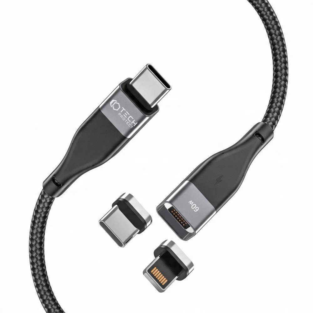

Kabel Magnetyczny 2w1 3A 1m USB-C-Lightning +usb-c