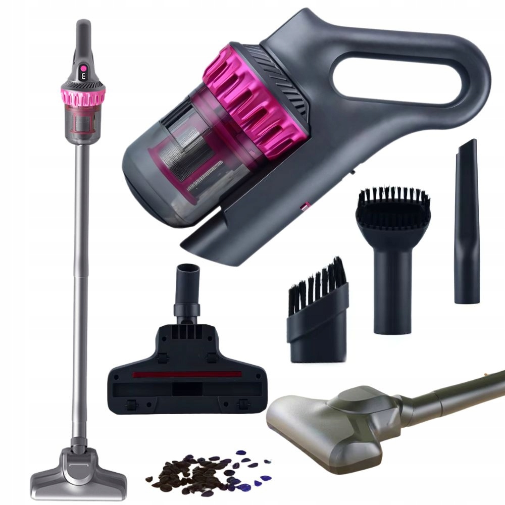 Tyčový vysavač bezdrátový ruční bezsáčkový vysavač 2v1 100w 4 nástavce hepa