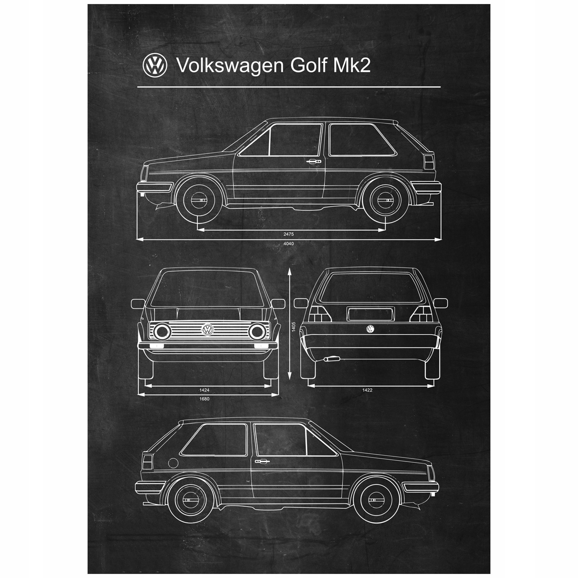 

Plakat Volkswagen Golf Mk2 Retro Patent Schemat