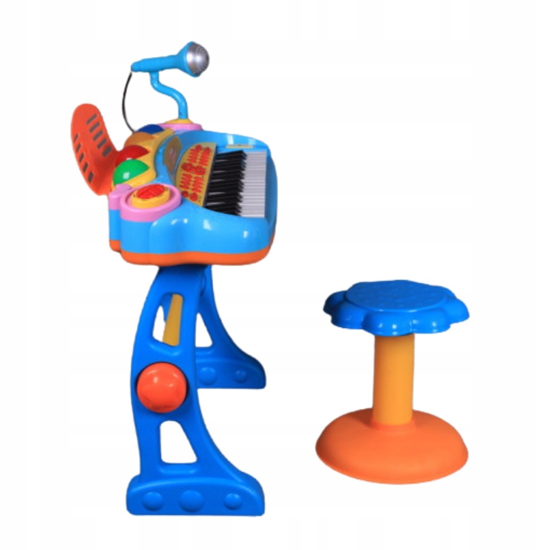 ELEKTRONICZNE ORGANY FORTEPIAN ZESTAW KRZESŁO MIKROFON EFEKTY ŚWIETLNE Marka inna