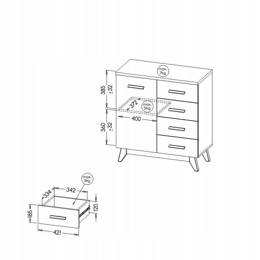 Komoda do salonu SENSO S8 meble systemowe Kod producenta senso08so