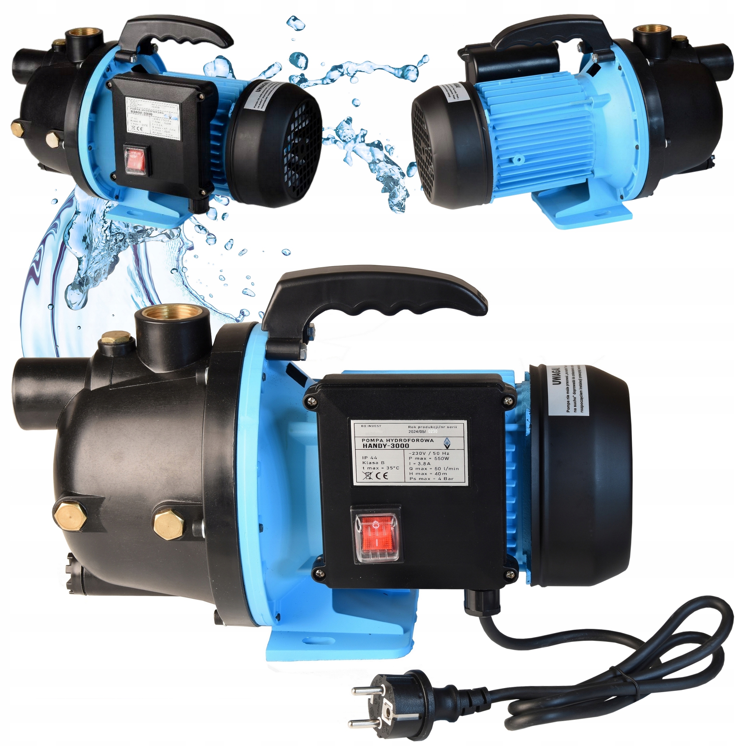 Hydroforová Pumpa 3000 l/h pro vodu Handy Zahradní Zavlažování Pohodlný 550 W