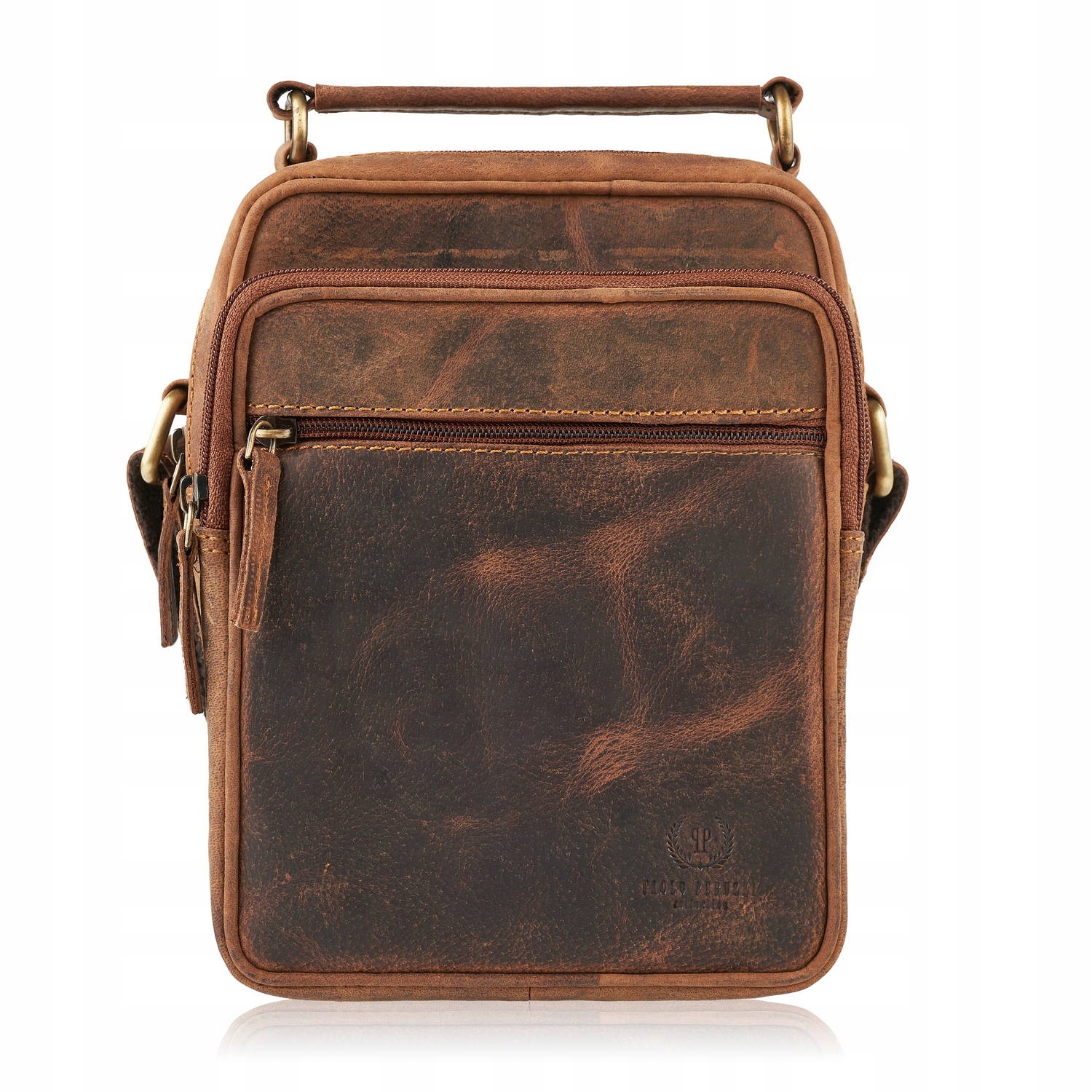Pánská kožená taška přes rameno hnědá vintage Paolo Peruzzi kvalitní