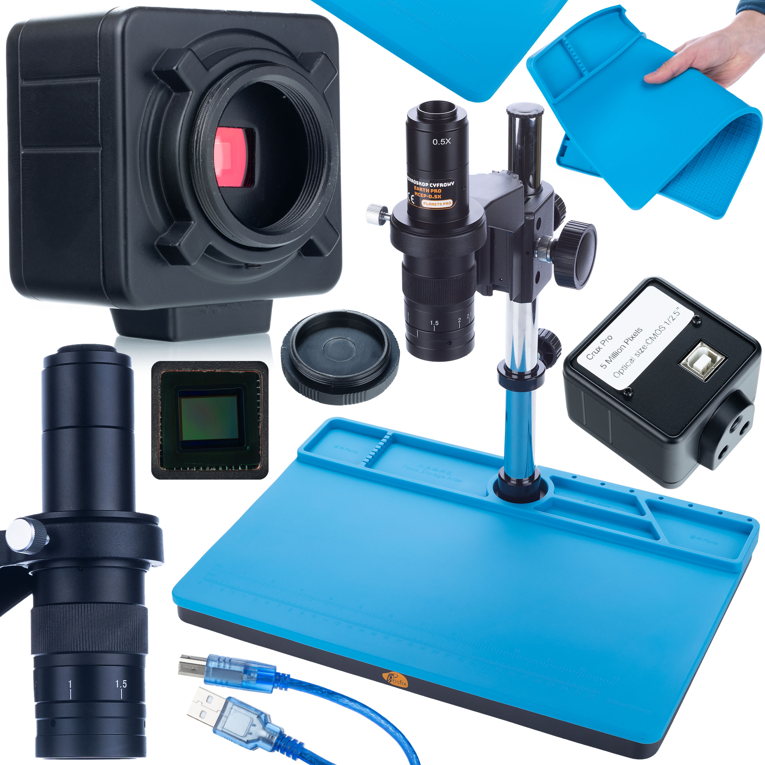 Mikroskop Earth Pro MCEP-0.5X Kamera 5MP C-mount Pro Pájení A Servis