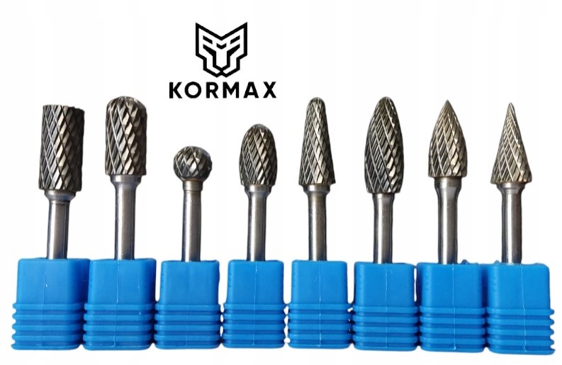 Rychlootáčkový frézovací rotační pilník 12 mm na karbidový kov Set 8ks