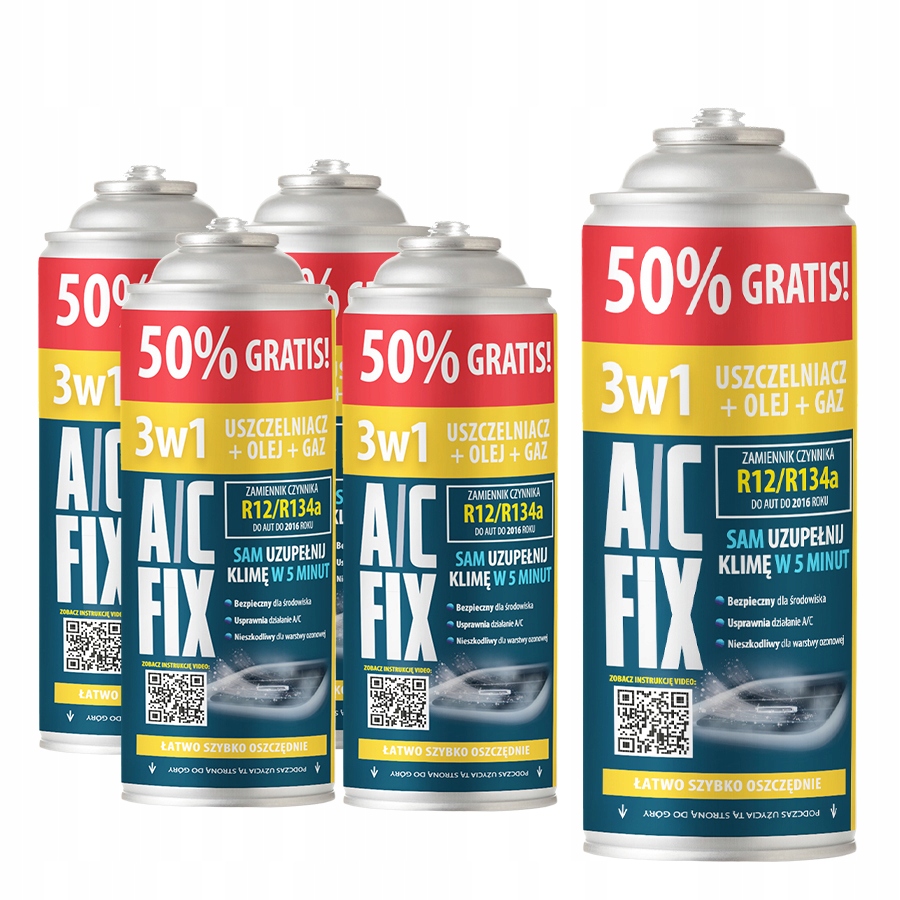 A/c Fix 5x Těsnění pro klimatizaci 3v1 R134A +50% 235g Nová Plechovka