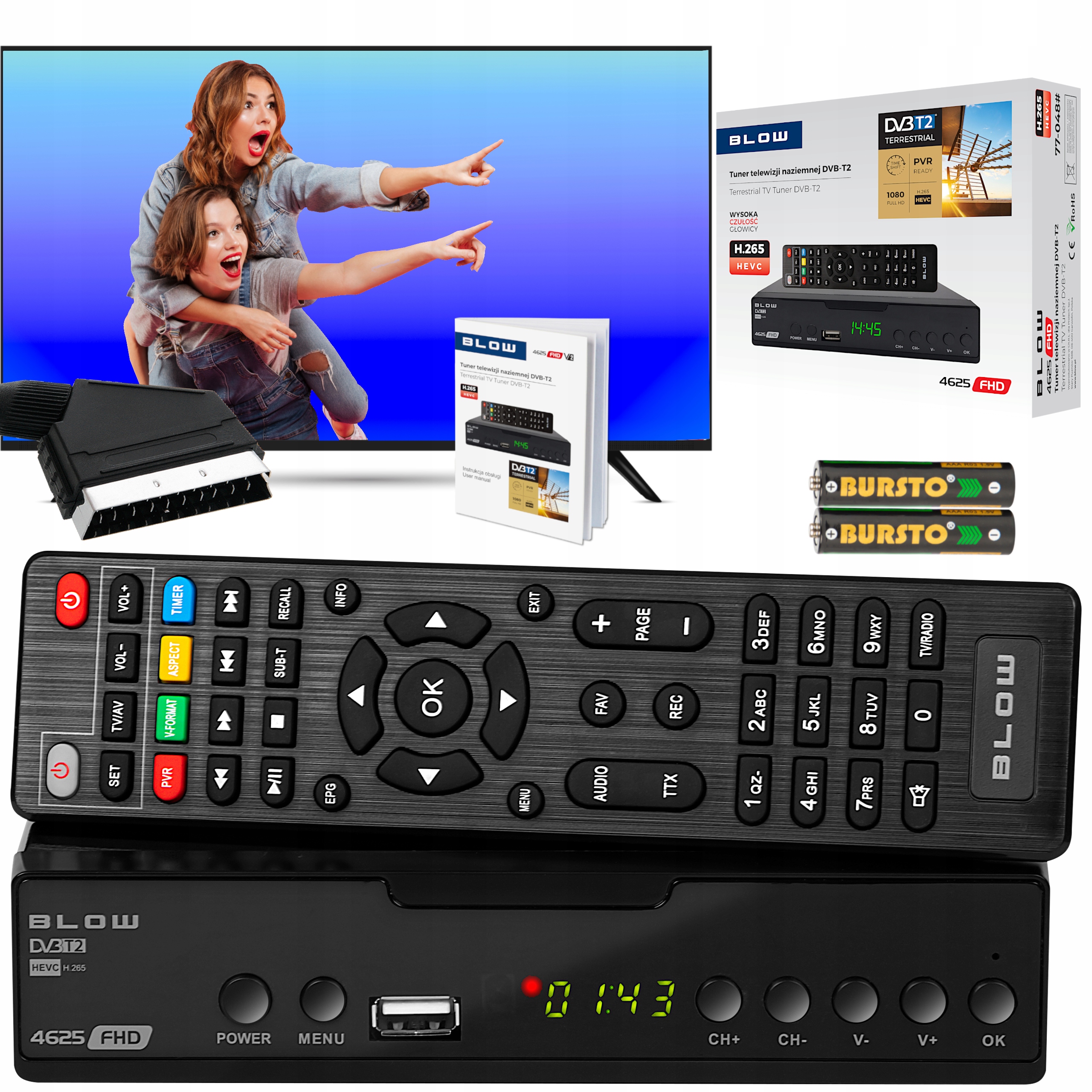 DEKODER DVB-T2 HEVC TV NAZIEMNEJ TUNER HD USB