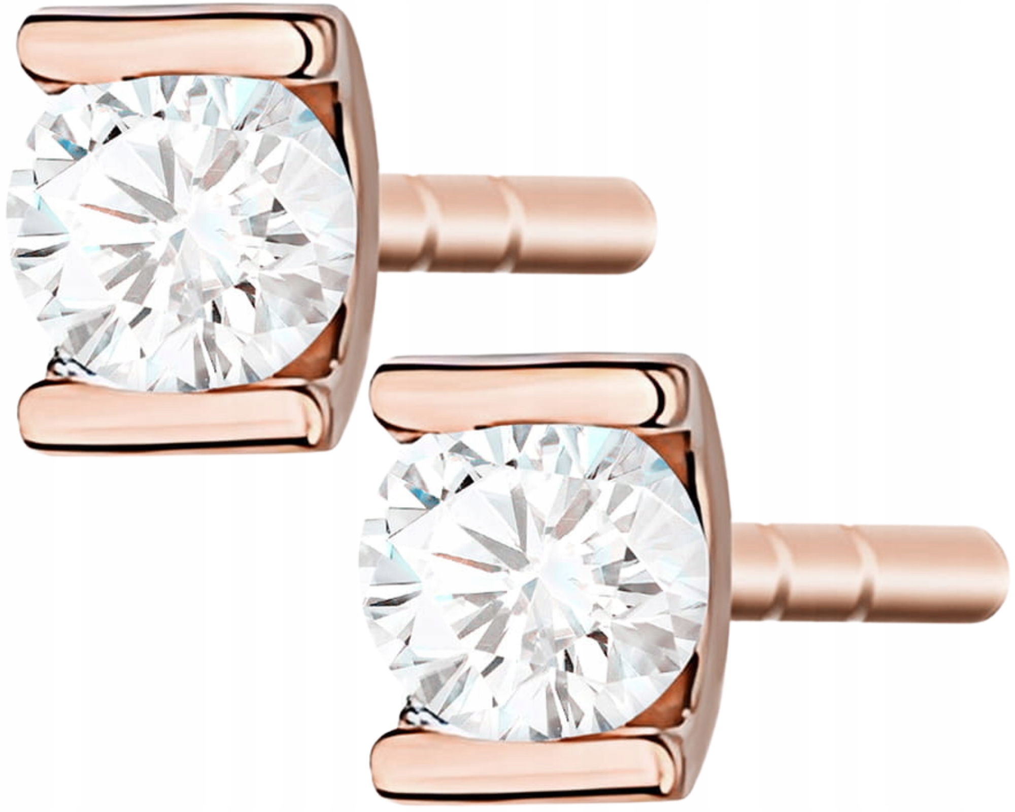 Růžové zlaté náušnice s brilianty 0,08 ct tyčinky