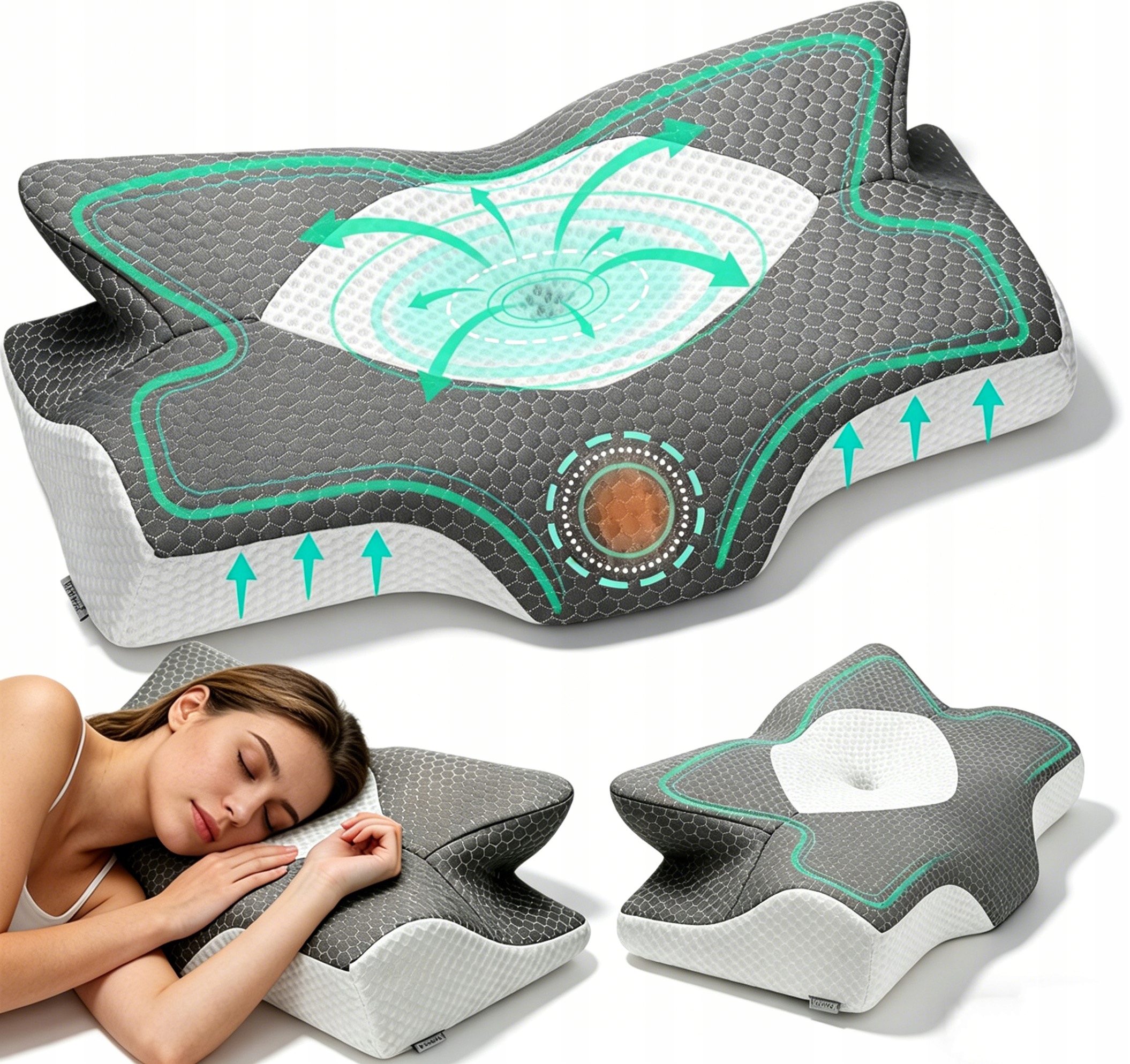 Poduszka ortopedyczna memory foam do spania na ból karku szyi kregosłupa